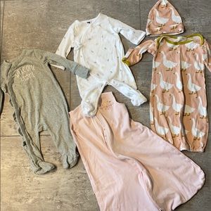 Lot of 0-6 mo pajamas and sleep sack